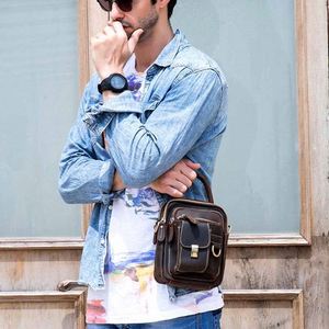 Sacs à bandoulière pour hommes tendance, sacs à bandoulière en cuir de petite taille, sacs de ceinture pour hommes - Product Image 6