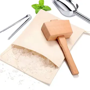 Hot Selling Beech Wooden Ice Crushed MalletWith Lewis Bag Cloth Bag with Wood Hammer Bar Tool Beech Wooden Ice Crushed Mallet