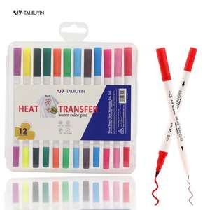Ensemble de stylos à encre <span class=keywords><strong>infusible</strong></span> à double pointe professionnels de 12 couleurs pour <span class=keywords><strong>marqueurs</strong></span> de sublimation Cricut pour presse à tasses, transfert thermique sur t-shirts, dessin - Product Image 1