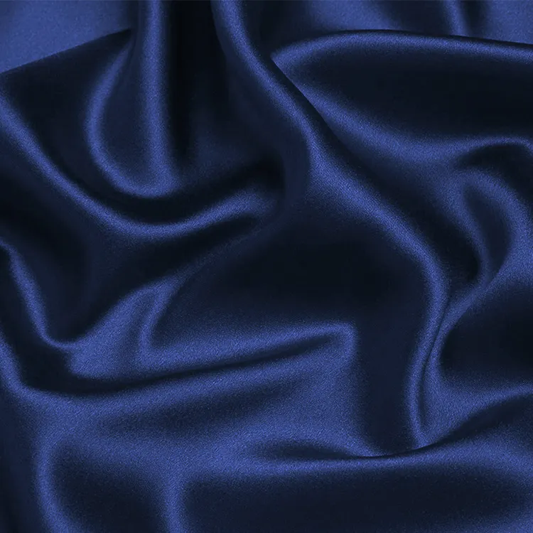 Kain sutra Cina 30MM lebar kain Charmeuse sutra 45 "No.56 warna biru tua untuk gaun malam
