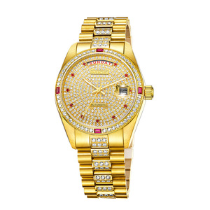 Reloj Mecánico Automático para Mujer MIGE, Caja de Oro Amarillo, Cristal de Zafiro, Esfera con Diamantes, 38 mm, Redondo, Analógico, de Lujo y Moda - Product Image 1