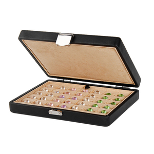 Plateau de présentation de bijoux personnalisé pour colliers, boucles d'oreilles, bagues, plateau de présentation en cuir noir - Product Image 1