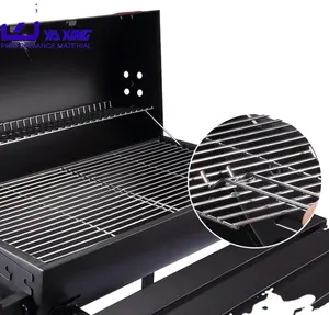 2 In 1 Smoker Grill Heavy Barrel Square Trolley Cast Iron Grill