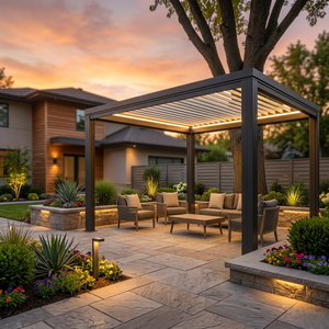 Pergola de jardin accessible pour personnes âgées avec un aménagement de circulation sur plusieurs niveaux pour un confort de salon en plein air - Product Image 1