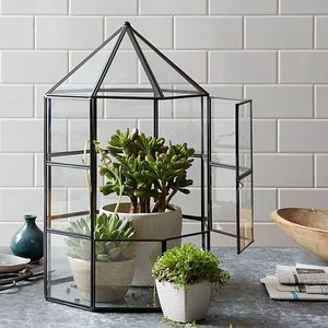 Green house glass terrarium vase handmade clear geometric glass terrarium