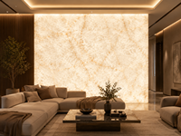 Dalle de quartzite Cristallo Gold pour panneau rétroéclairé à veines cristallines, comptoir flottant, bar, table à manger, surface sur mesure