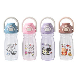Cartoon <b>Kids</b> Portable Plastic <b>Cup</b> Double Straw Leak Proof Student Sports Water Bottle Back To School Use - Product Image 5