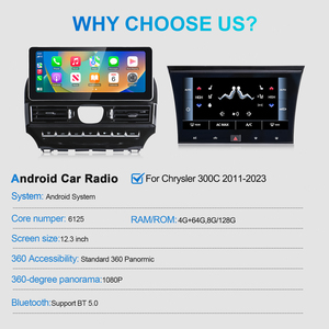 วิทยุติดรถยนต์ NaviHua ดีไซน์ใหม่ ขนาด 12.3 นิ้ว สำหรับ Chrysler 300C ปี 2011-2023 ระบบ Android พร้อมระบบนำทาง GPS มัลติมีเดีย Carplay สเตอริโอ พร้อมหน้าจอควบคุมแอร์ - Product Image 6