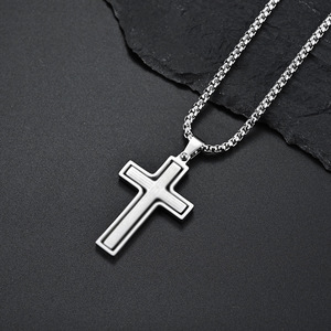 Trendy rotating cross necklace with prayer beads, made of <b>titanium</b> steel, featuring a unique design and unisex style. (Instagram - Product Image 4