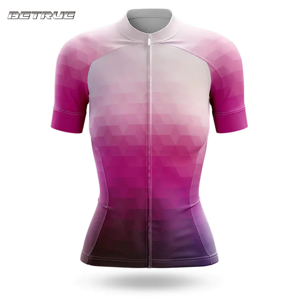 Camisa de ciclismo para mulheres, camisa de ciclismo texturizada gradiente, camisa de ciclismo respirável de sublimação
