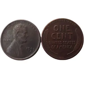 Venta al por mayor imitación EE. UU. Pequeños centavos Error fuera del centro 1909 S VDB Lincoln Penny copia de cobre monedas de Metal conmemorativas