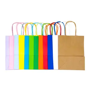 Bao giờ sáng đầy màu sắc Kraft túi giấy với xử lý cho món quà mua sắm thực phẩm ngọt ngào Túi Quà Tặng Giấy