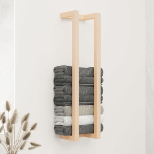 Portasciugamani <span class=keywords><strong>da</strong></span> Bagno Industriale a <span class=keywords><strong>Parete</strong></span>, Mensola Decorativa per Doccia con Vassoio e Barra, Supporto in Legno per Stoccaggio - Product Image 5