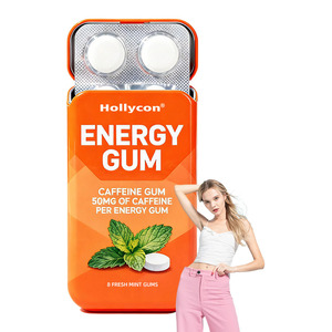 OEM Quick Boost Energy & Focus 50mg Caféine Gomme Vitamines B6 & <span class=keywords><strong>B12</strong></span> Taurine <span class=keywords><strong>Vegan</strong></span> Zéro Calorie Gomme Menthe Fraîche Goût Gomme Énergie - Product Image 1