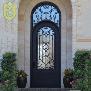 Porte d'entrée principale moderne en fer forgé, design à une seule porte, étanche, ouverture manuelle, surface finie - Product Image 6