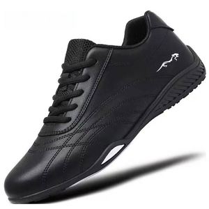 Chaussures de sport décontractées pour hommes à semelle en caoutchouc, chaussures de course, chaussures de voyage en cuir respirantes et tendance - Product Image 5