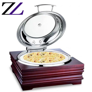 Platos para Calentar Comida, <span class=keywords><strong>de</strong></span> Vidrio y Madera, Plateados, Económicos, para <span class=keywords><strong>Servicio</strong></span> <span class=keywords><strong>de</strong></span> <span class=keywords><strong>Banquetes</strong></span>, Precio <span class=keywords><strong>de</strong></span> Fábrica - Product Image 3
