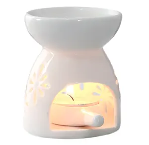 홈 장식 세라믹 아로마 버너 미니 에센셜 오일 램프 Hollowing 캔들 홀더 향 향로 아로마 테라피 용광로 촛대