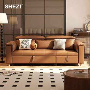 SHEZI canapé de salon en cuir moderne style <span class=keywords><strong>italien</strong></span> fonction électrique canapé pour trois personnes canapé-<span class=keywords><strong>lit</strong></span> de rangement <span class=keywords><strong>escamotable</strong></span> - Product Image 4