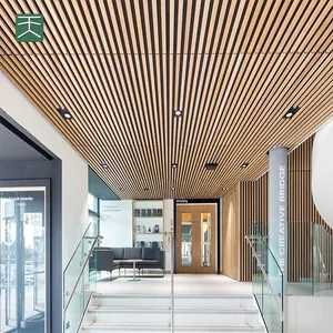 Tiange duvar ve tavan ses geçirmez çıta lamine Pet ahşap Veneera akustik Panel oditoryum salonu