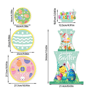 Support à cupcakes de Pâques à 3 niveaux DAMAI, en carton, en forme de lapin, pour œufs et desserts, présentoir de table, fournitures de fête pour Pâques - Product Image 4