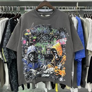 T-shirt Oversize Vintage in Cotone Pesante 100% con Grafica Teschio in Strass, Stile Coachella Night Hip Hop Streetwear, Magliette da <span class=keywords><strong>Uomo</strong></span> Majestik - Product Image 6