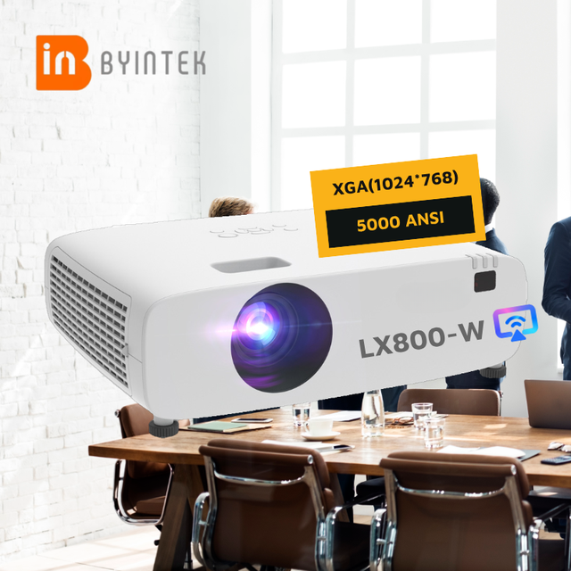 BYINTEK Cloud LX800-W 4 Corners Built-in Speaker 3LCD Projector 5000 Lumens XGA 1080P Laser Projector for Meeting Education