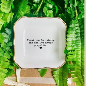 Regalo Moderno per la Festa della Mamma, Portaoggetti in Ceramica Quadrato Creativo con Bordo Dorato, Vassoio per Gioielli - Product Image 4