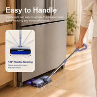 Serpillère électrique sans fil légère à rotation 360° avec collecteur de poussière, balai rechargeable intelligent pour le nettoyage des sols en bois dur et carrelage