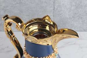 Nieuw Ontwerp Gouden Arabische Stijl Vacuüm Koffiekolf 1l + 1l Set Thermos Ketel Glas Binnenste Vacuümfles Arabische Koffiepot Thermos - Product Image 6