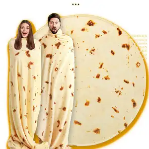 Venditore caldo di alta qualità Wrap Circle Shape Super Soft realistico 3D tortillas pancake Karol G coperta coperte da letto