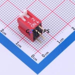 DP-02-R-T DIP Switch Through hole Component (THT) Switch Piano Key Single Pole Single Throw 2 2.54mm - Product Image 1