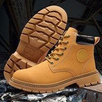 Chaussures de sécurité pour hommes avec embout en acier, idéales pour les travailleurs d'usine et les randonneurs, bottes de travail avec semelle intérieure en caoutchouc PU, parfaites pour l'hiver, livraison gratuite