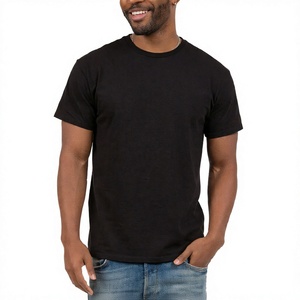 T-shirt pour homme noir 100% coton, col rond, manches courtes, tricoté, décontracté, à porter au quotidien - Product Image 3