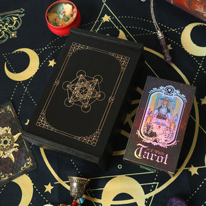 Scatola Porta Carte dei Tarocchi in Legno Nera con Apertura a Scorrimento, Scatola Regalo, Contenitore per Carte dei Tarocchi - Product Image 5