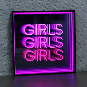 Newly Designed 3D Stainless Steel Abyssal <strong>Mirror</strong> Thousand Layer <strong>Mirror</strong> Lightbox Tunnel <strong>Mirror</strong> LED Neon Light Wall Starry Sky - Product Image 4