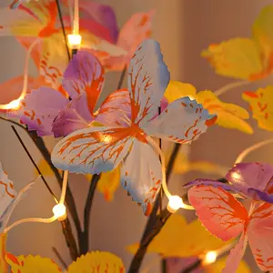 Offre Spéciale LED argent bouleau coloré papillon arbre lumière alimenté par batterie pour la décoration intérieure chambre