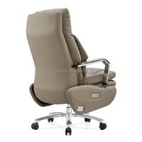 Chaise de bureau ergonomique de luxe haut de gamme gris clair, design moderne confortable avec fonction de refroidissement pour les directeurs