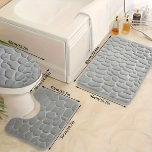 Ensemble de trois pièces pour toilettes Cangming, tapis en polaire corail 40x60cm, tapis de douche absorbant, style moderne et simple - Product Image 1