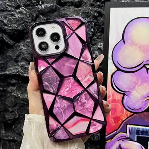 Marble Pattern Three-dimensional Electroplating Soft Cover Case For iPhone 15 Pro max