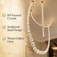 Lustre suspendu JYLIGHTING à facettes, en cristal, avec chaîne hexagonale en laiton, pour grand atrium