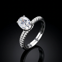 Bague pour femme en argent S925 incrustée de moissanite de luxe taille œuf de pigeon 4,5 carats, passe le test du stylo de test, ensemble adaptable pour alliance de mariage en moissanite