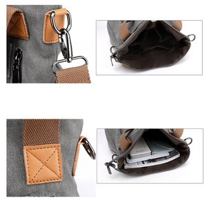 Custom Large Capacity Women's Retro Canvas Crossbody Bag Three Straps Zipper Closure Polyester Lining Fashionable Hand Bag - Product Image 5