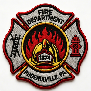 Phoenixville Pa Fire Department Embroidered Patch Iron-On Applique Irregular Shape Woven Fabric Decorative Patch - Product Image 5