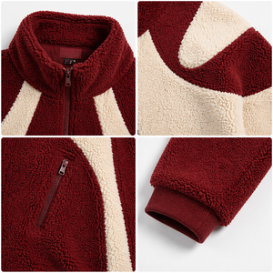 Fabricants de vêtements, veste en polaire sherpa personnalisée pour hommes, veste à blocs de couleur, logo personnalisé, streetwear, veste d'hiver, usine OEM ODM - Product Image 4