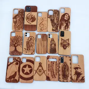 Engraving Custom Design New TPU Frame Wooden back Cover Case for iPhone Custom Design Pattern Bamboo Wood Phone Case for iPhone