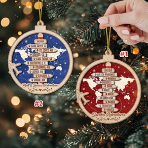 Christmas Personalized Adventure Custom Traveling Destination <b>Ornament</b> <b>Couple</b> Travel Gift - Product Image 2