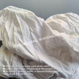 Chiffons de nettoyage en coton 100% blanc, 10 kg, en tricot, issus de t-shirts recyclés, 20 sacs - Product Image 4