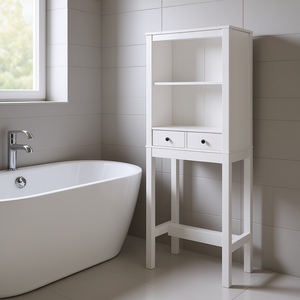 Estante de Almacenamiento para Baño con Cajones de 24 Pulgadas, Blanco, Independiente, Ahorra Espacio, Diseño Minimalista - Product Image 2