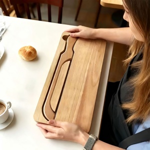 <span class=keywords><strong>Planche</strong></span> à découper en <span class=keywords><strong>bois</strong></span> avec couteau à pain en acier inoxydable, accessoires de cuisine, cadeau idéal - Product Image 5